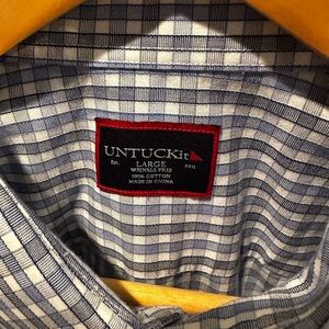 UNTUCKit Blue Casual Button Down Shirt Gingham Style
